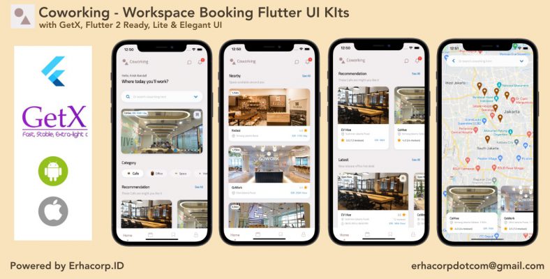 Coworking – Workspace Booking Flutter UI Kits with GetX