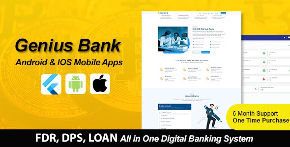 Genius Bank – All in One Digital Banking System Flutter Mobile Apps for Android and IOS