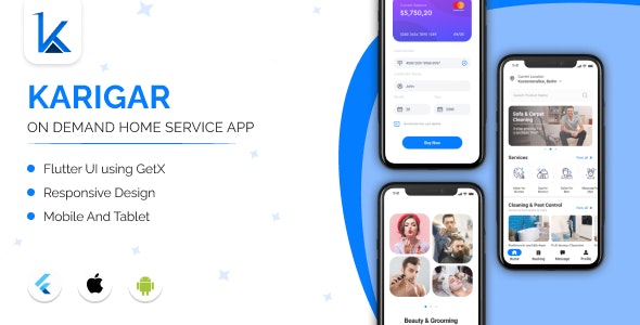 Karigar – On Demand Home Service Handyman App – Flutter UI Template