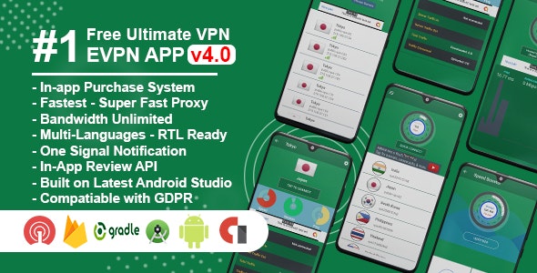 eVPN – Free Ultimate VPN | Android VPN, Billing, Admob, Push Notification