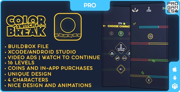 Color Switch Break (PRO) – BUILDBOX CLASSIC – IOS – Android – Reward video