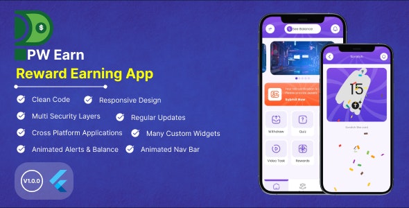 PW Earn – Reward Earning App Flutter Template