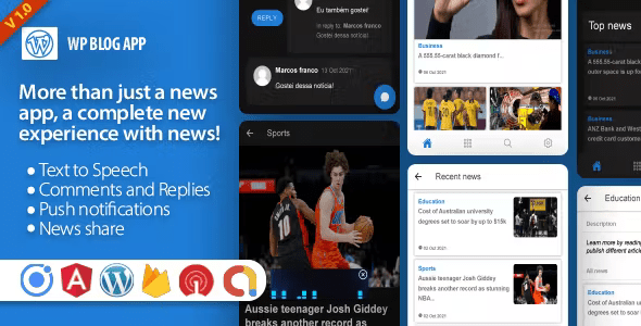 Wp Blog App – Mobile App for WordPress Blogs/News Website |Android|Ionic 6|Capacitor 3|Angular|Full