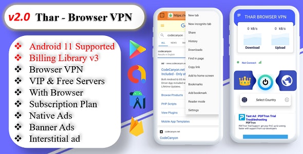 THAR – Browser VPN – High Secure VPN – Subscription Plan – Admob Ads 4.0