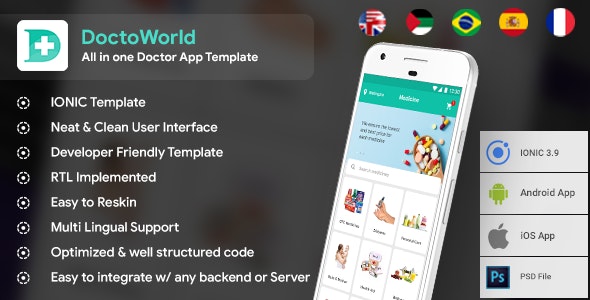 All in one Doctor App Solution Template (HMTL + Css) IONIC 5 | DoctoWorld