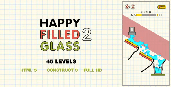 Happy Filled Glass 2 – HTML5 Game (Construct3)