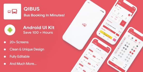 QIBus – Bus booking android app ui template – Kotlin
