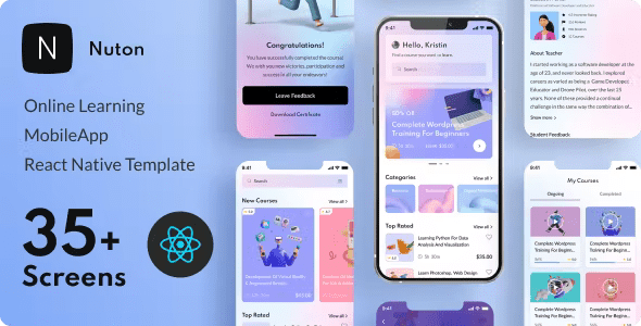 Nuton – Online Learning React Native Template