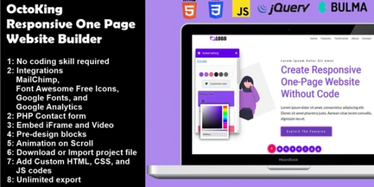 OctoKing – Drag and Drop One Page Website Builder