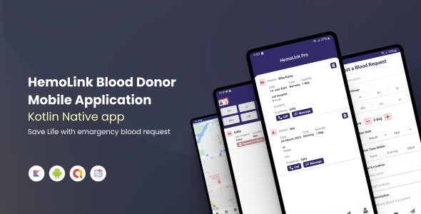 HemoLink – Nearest Bloodbank,Blood Donor  Android Native Kotlin App With Firebase