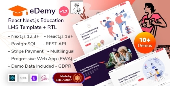 eDemy – React Next.js LMS Education  Online Courses Theme