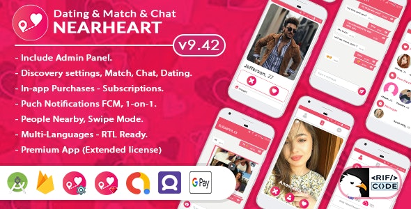 Nearheart – Android Native Dating Tinder Clone App with Admin panel