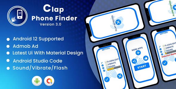 Clap Phone Finder | Find my phone By clap | Android App | With Admob Ads | V5.0