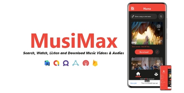 MusiMax – Music Streaming  Downloading App | ADMOB, FAN, APPLOVIN, FIREBASE, ONESIGNAL