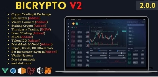 Bicrypto – Crypto Trading Platform, Exchanges, KYC, Charting Library, Wallets, Binary Trading, News 2.2.6 + 10 Add-ons