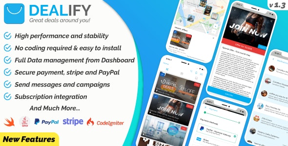 Offers & Deals – Advanced Order System with PayPal & Stripe – Native Apps iOS & Android – Dealify