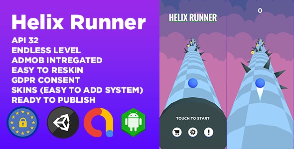 Helix Runner (Unity Game Template + Admob Ads + GDPR Consent)