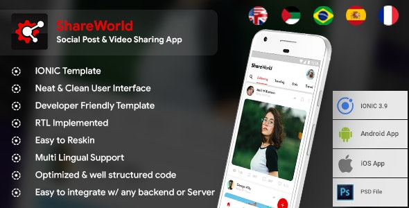 Social App with Video Story, Chats & Group Chats Android + iOS App Template – HTML + Css IONIC 3