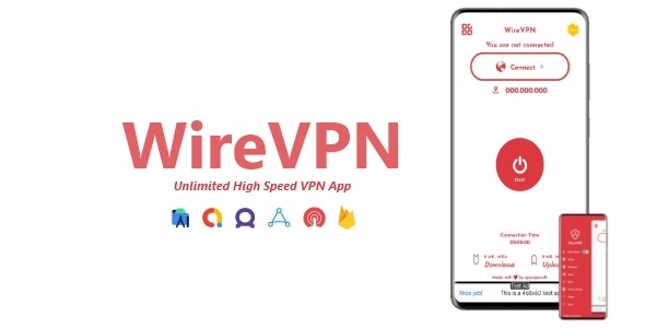 WireVPN – Unlimited High Speed VPN App | ADMOB, APPLOVIN, FAN, FIREBASE, ONESIGNAL