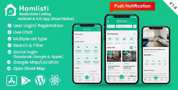 HomListi – Real Estate Listing Android  iOS App 1.10.3