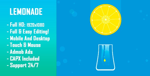 Lemonade – HTML5 Game + Mobile Version! (Construct-2 CAPX)