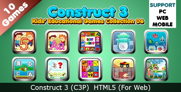 Kids Educational Games Collection 06 (Construct 3 | C3P | HTML5) 10 Games