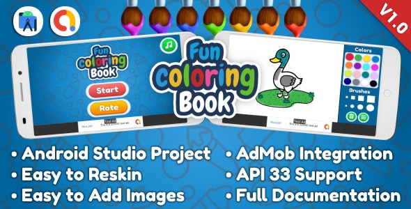 Fun Coloring Book Game Android Studio Project with AdMob Ads + Ready to Publish