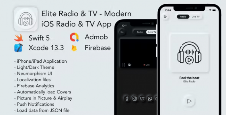 Elite Radio & TV – Modern iOS Radio & TV App