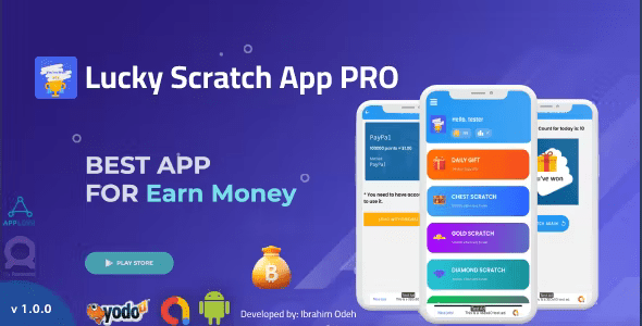 Lucky Scratch to Win PRO with Earning System – Admin Panel (Admob + Applovin + Yodo1)