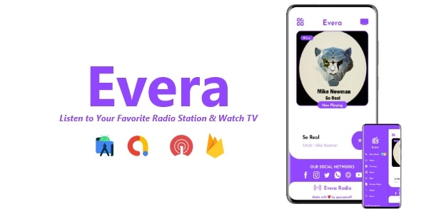 Evera – Single Station Radio  TV App | ADMOB, FIREBASE, ONESIGNAL