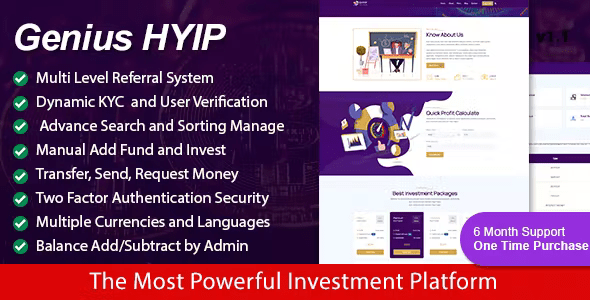 Genius HYIP – All in One Investment Platform 3.1