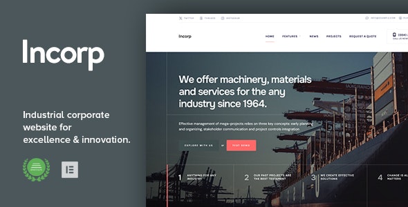 Incorp – Industrial, Factory  Corporate WordPress Theme