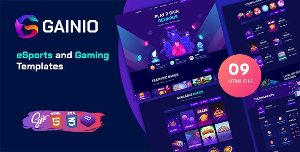 Gainio – eSports and Gaming HTML Templates