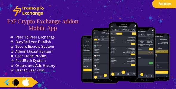 Tradexpro P2P – Mobile App Crypto Exchange Addon