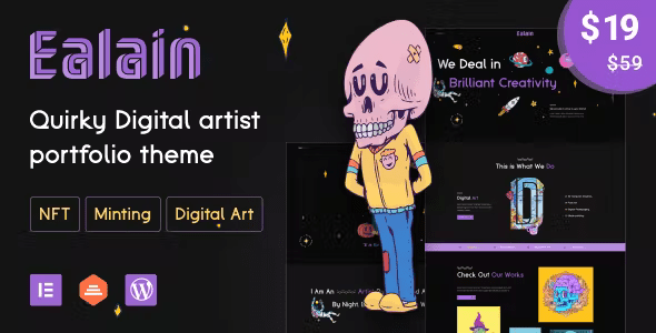 Ealain | Digital Artist Creative Portfolio WordPress Theme + Figma