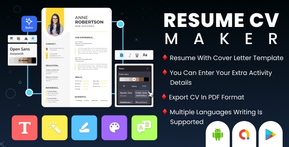 Resume CV Maker – Resume Builder – Professional CV Template Maker – CV Creator