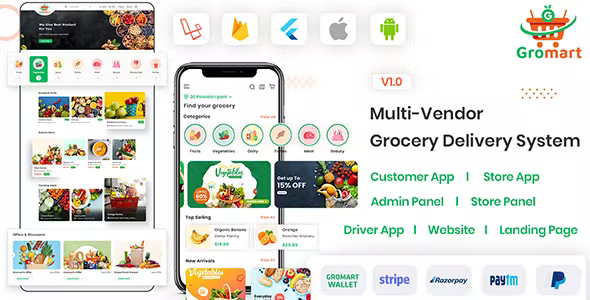 GroMart | Grocery Store App | Grocery Delivery | Multivendor Grocery Flutter App 4.1