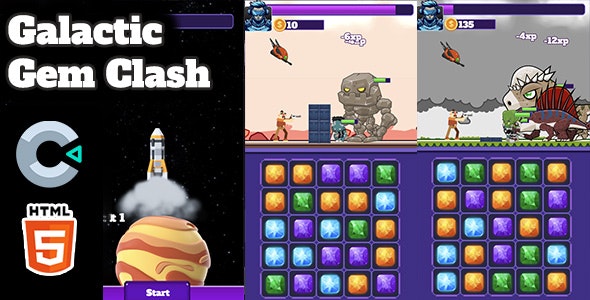 Galactic Gem Clash – HTML5 Game – C3P