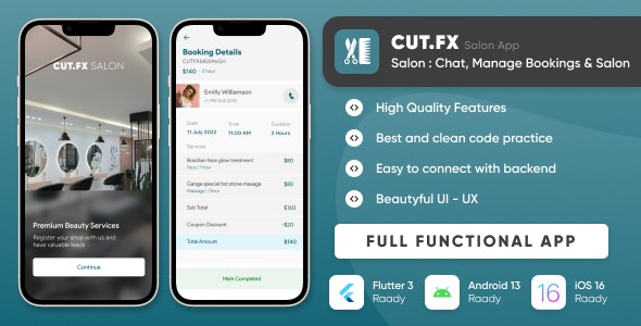 CutFX : Salon App – Appointments Managements, Services management, Manage salon