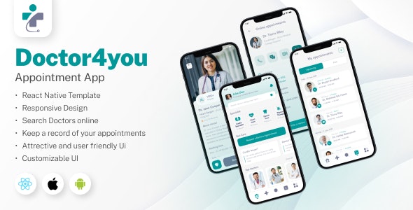 Doctor4You – Doctor Appointment App – React Native Template