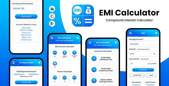 EMI Financial Calculator – Financial Calculations – EMI Calculator for Bank loan – Finance Tool App