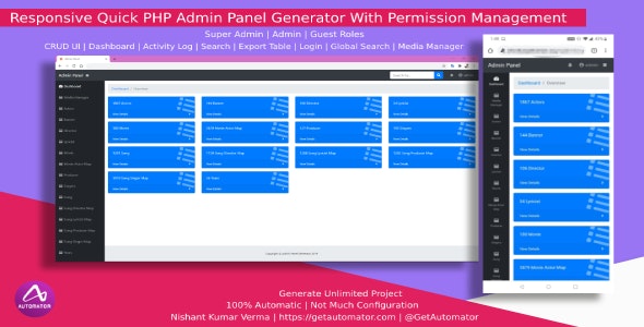 [MacOS] Responsive PHP Admin Panel Generator With Permission Management, Image Upload  Activity Log