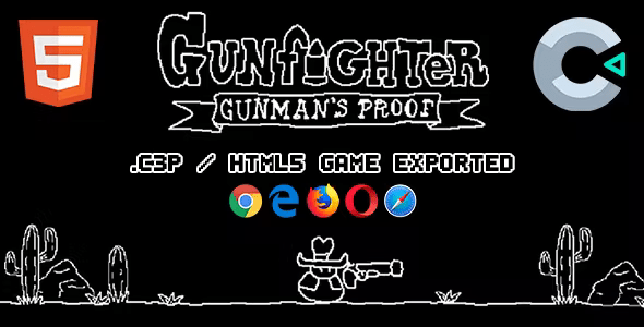 Gunfighter Gunman’s Proof HTML5 Game – Contruct 3 (.c3p)