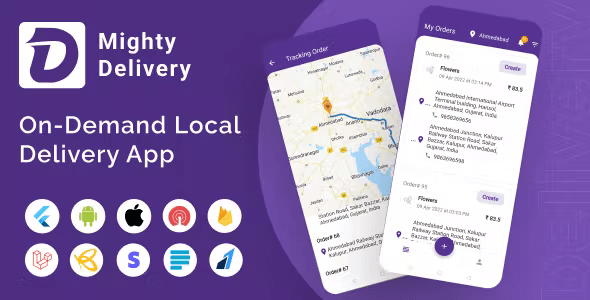 Mighty Delivery – On Demand Local Delivery System Flutter App | Courier Company | Courier App