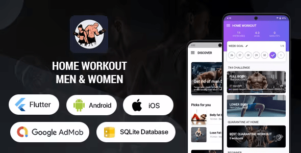 Home Workout for Men & Women – Flutter Android & iOS App