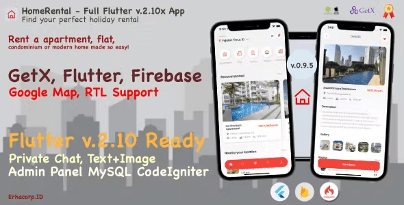 HomeRental – Full Flutter v.3x App with Chat | Web Admin Panel