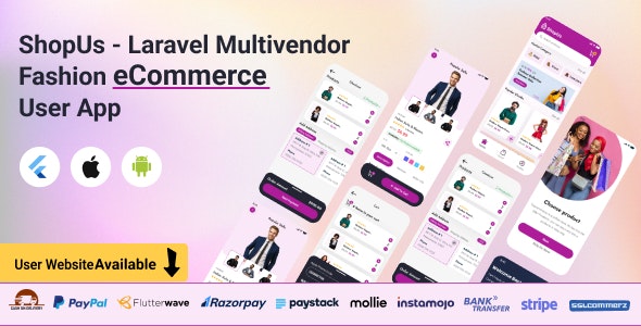 ShopUs – Laravel Multivendor Fashion eCommerce Website User App