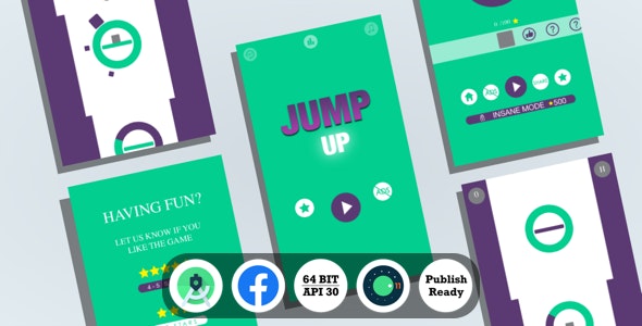 Jump Up : (Android Studio+Facebook Ads+Reward Video+Inapp+Leaderboard+ready to publish)