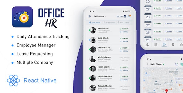 Office HR – Attendance, Employee Tracking , Leaves & Notice Board: React Native Mobile App