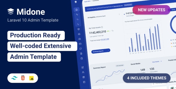 Midone – Laravel 10 Admin Dashboard Template + HTML Version